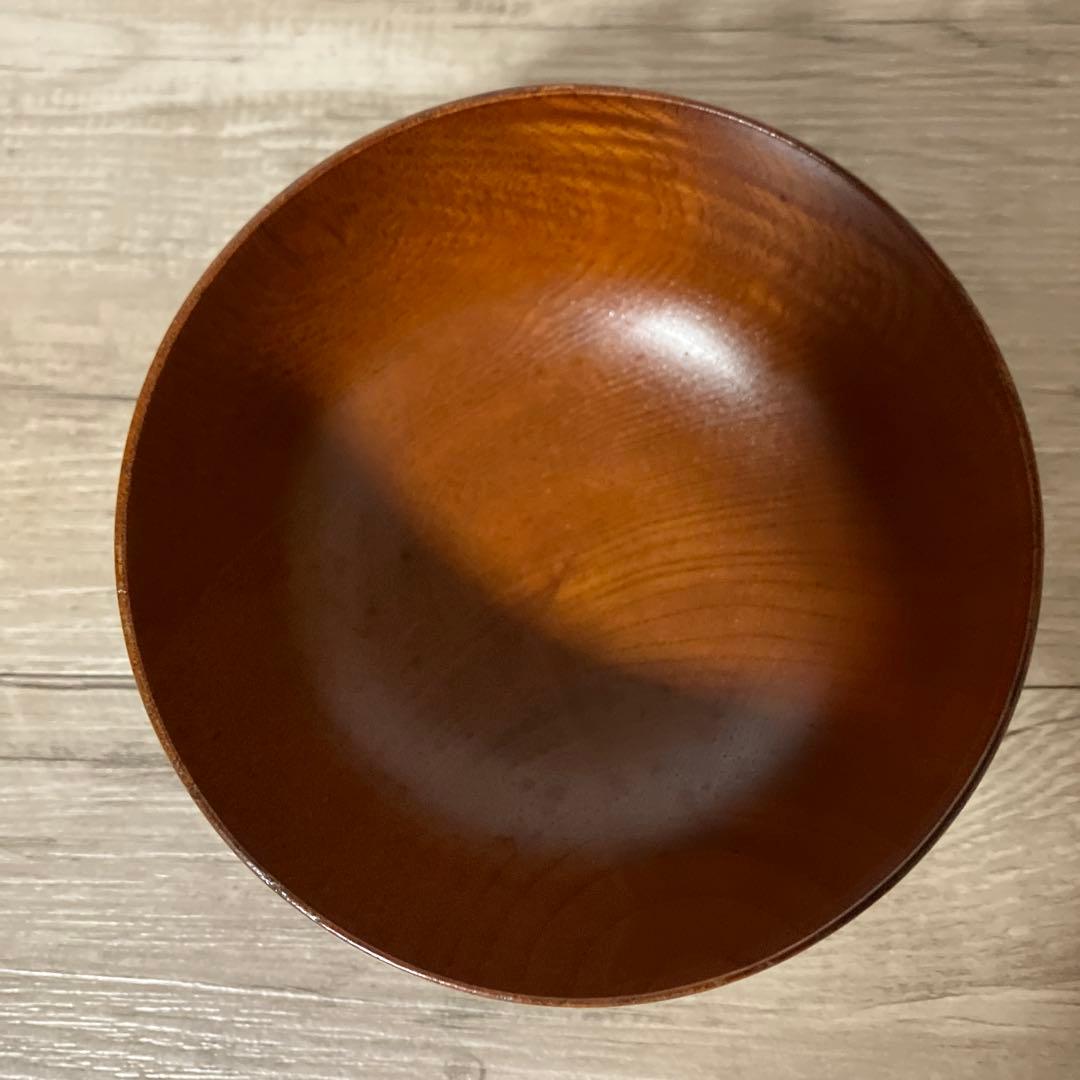 E-1 【美品】天然木 木製 お椀 汁椀 5客セット 木目・和モダン 保管箱付き