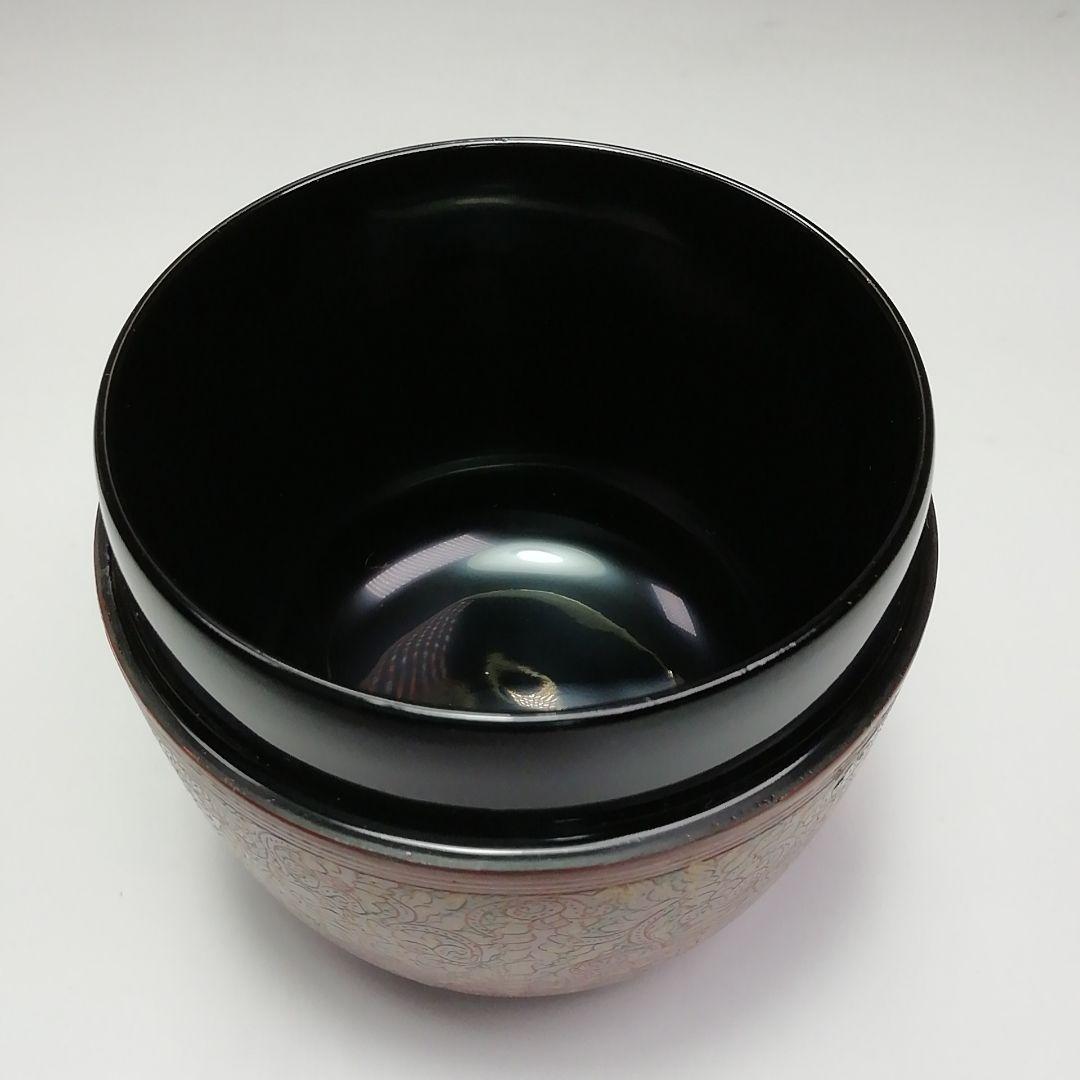 Ｓ３０７　棗　『蒟醤塗　唐草紋』『緬甸作』『大棗』　共箱　茶道具