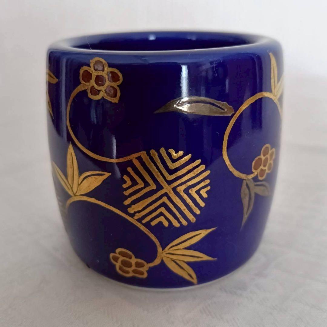 徳泉造　皆具　笹ツル画　紫翠窯