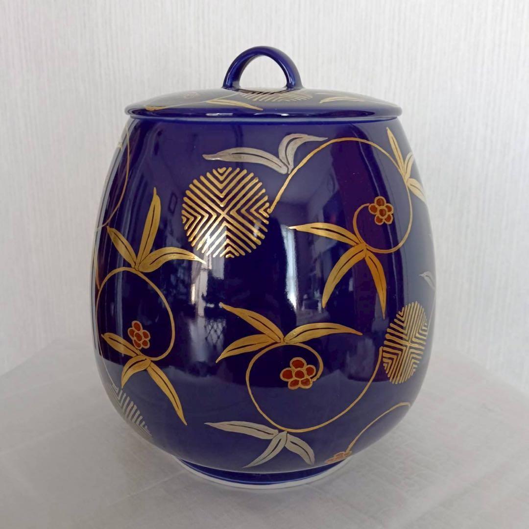 徳泉造　皆具　笹ツル画　紫翠窯