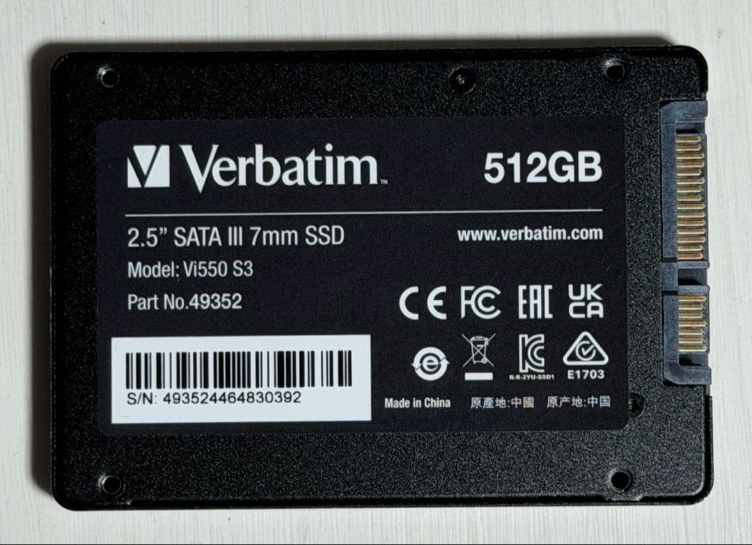 内蔵型SSD SATA SSD Verbatim Vi550 S3 512GB