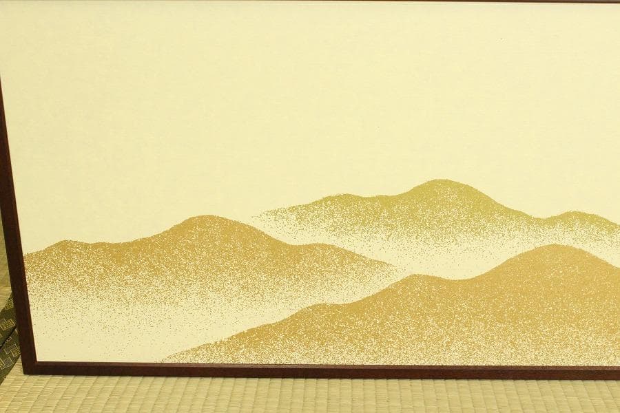 茶道具 風炉先屏風 遠山 唐松 間仕切り 衝立 美品(A476)