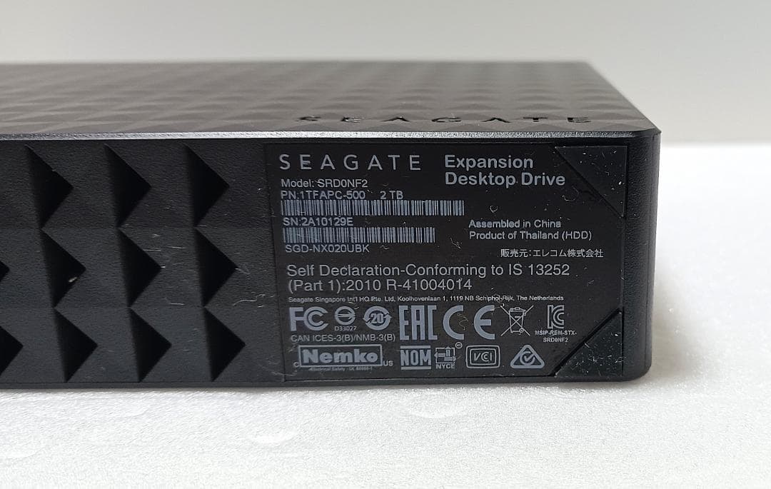 ジャンク品　 エレコム 外付けHDD SEAGATE Expansion 2TB