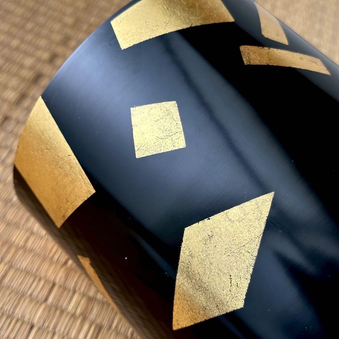 玄々斎好写【葉蓋水指】箔散らし 天然木 曲物 漆塗 真塗 金箔 茶道具