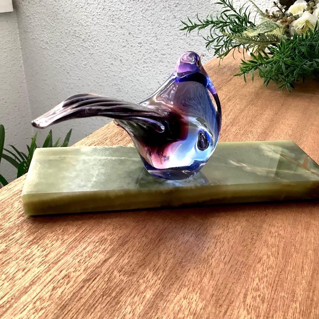 Malti Glass 【Love Birds/ラヴ　バード】台座付　ガラス工芸