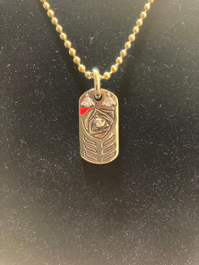 ㉒Dog Tag 薔薇 チェーン付き 真鍮