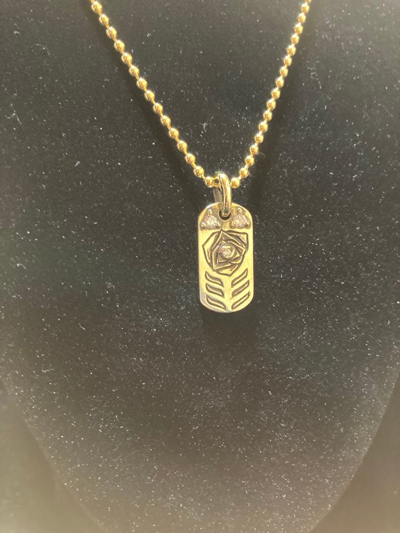 ㉒Dog Tag 薔薇 チェーン付き 真鍮