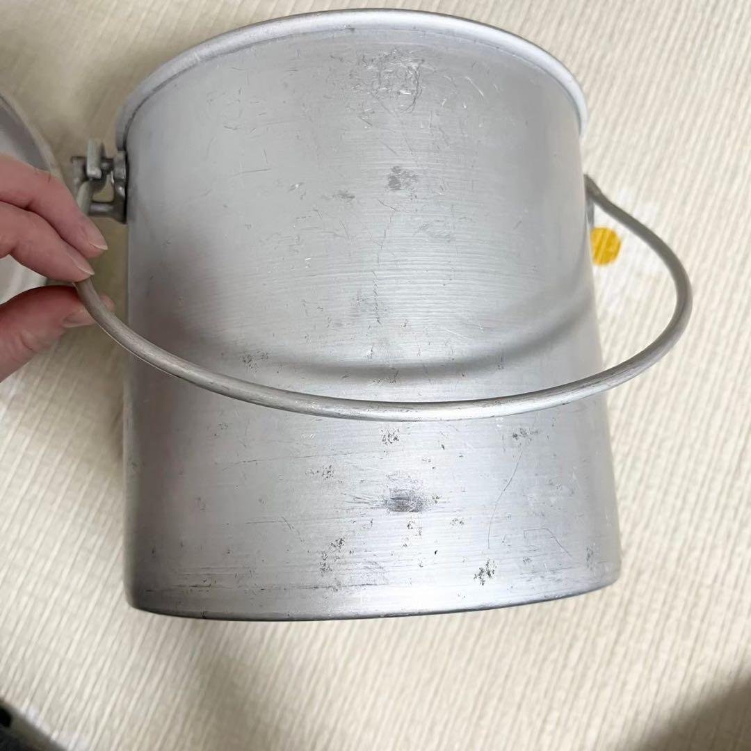 レトロ❤️アルミ缶アンティークバケツ蓋付き取手付き小物入れバスケット容器