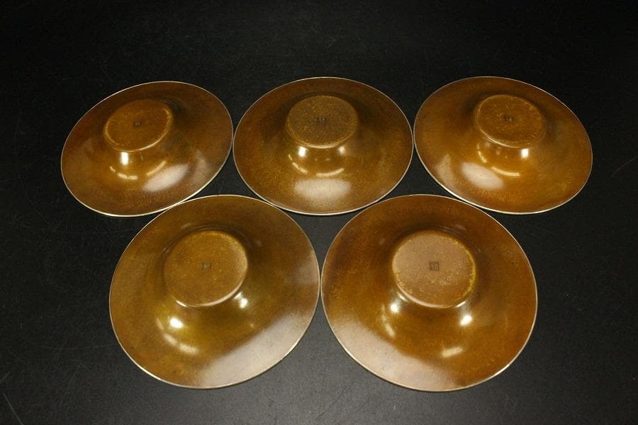 煎茶 銀縁 黄銅 丸茶托 菓子器 まとめて(ZE898)