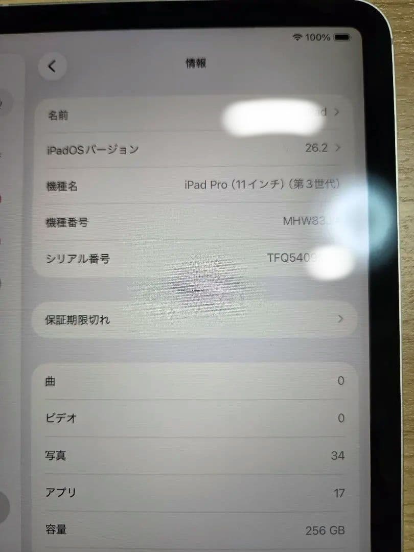 iPad Pro 11インチ 第3世代 256GB Wi-fi＋セルラー 91%