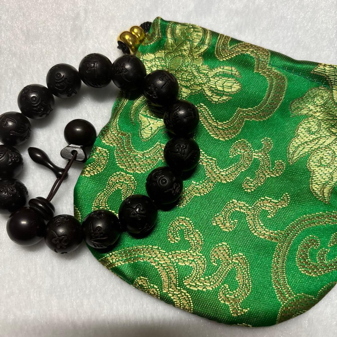 超美品レア入手困難な黒檀ブレス雷打木14mm♡