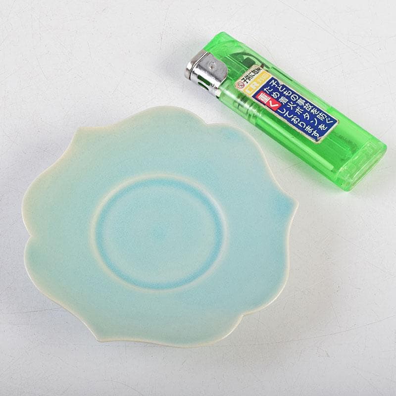 茶道具　隆生造　トルコ釉　茶托　五客　共布共箱　M　R9597