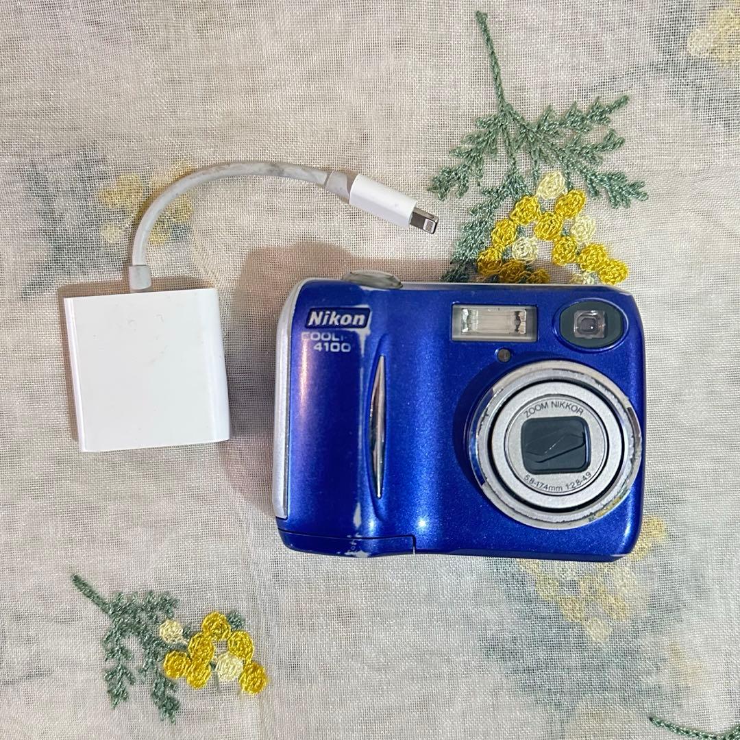 Nikon ニコン デジカメ 転送コード付き 青 coolpix 4100