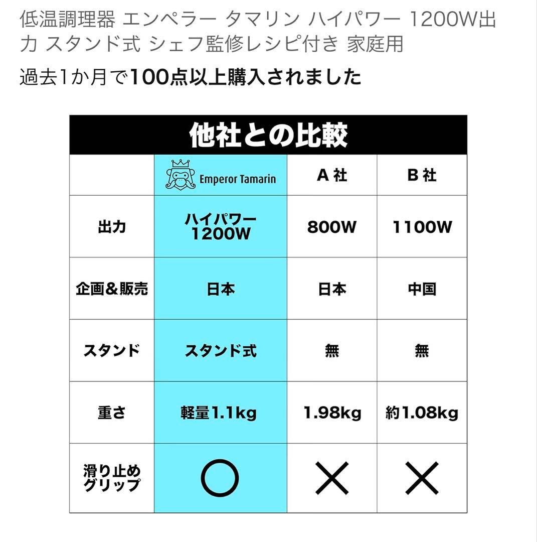 低温調理器 ハイパワー 1200W スタンド式 エンペラータマリン IPX7