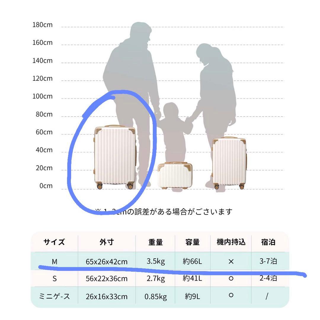 キャリーケース 3〜7泊 Mサイズ 大きめ