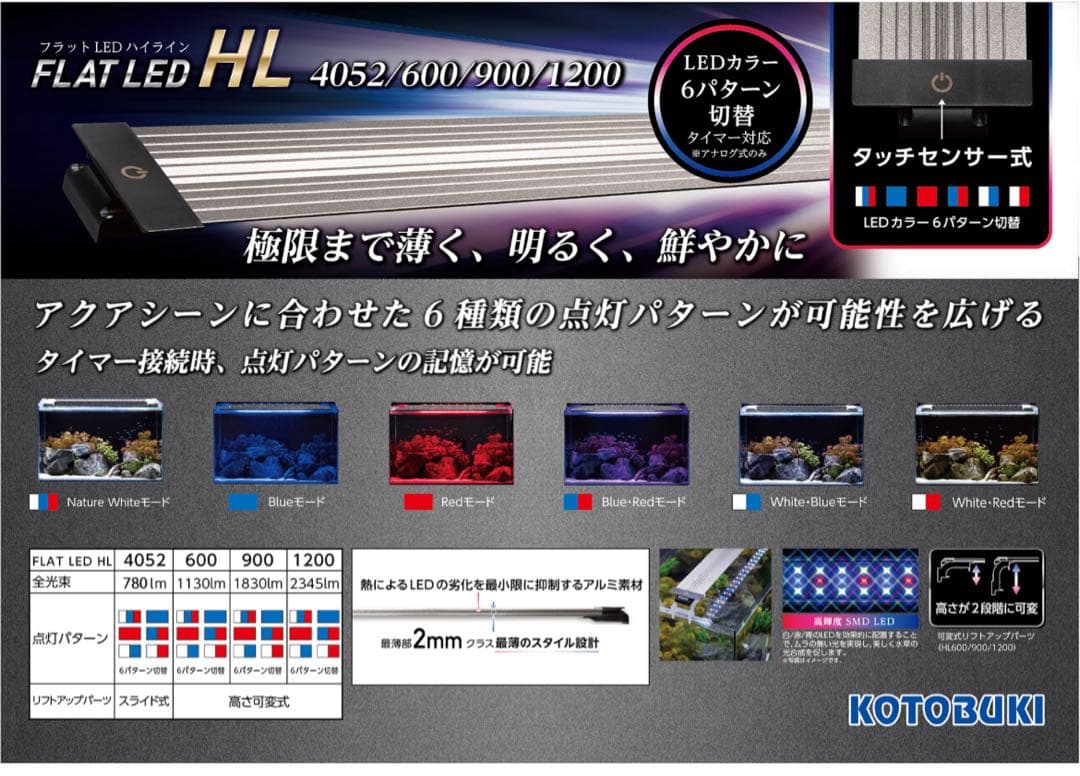 ３本セット　 コトブキエ芸フラットLED HL900タッチセンサー式