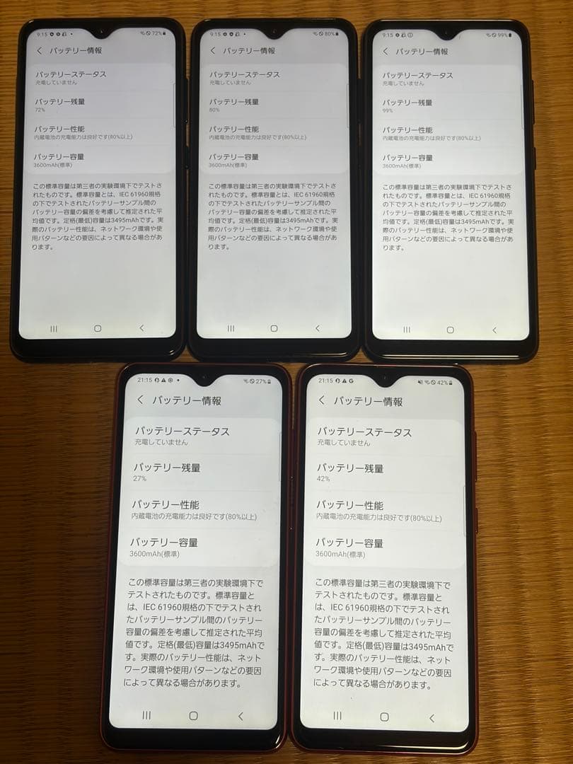 GALAXY A21 ブラック、レッド初期化済み　5台まとめdocomo