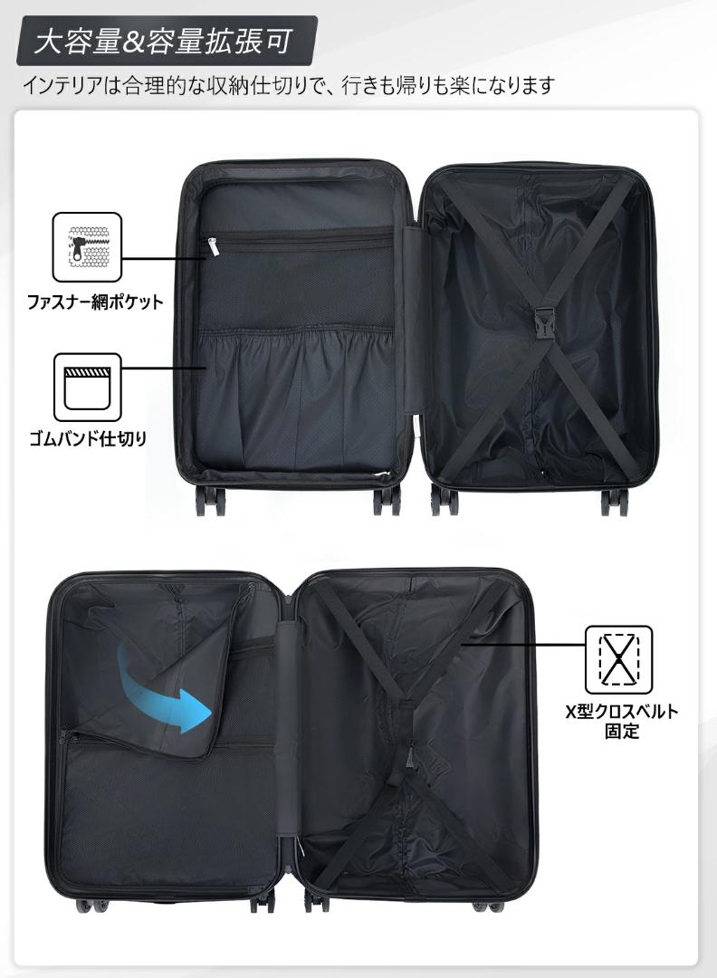 スーツケース Sサイズ ホワイト ✦ 機内持ち込み キャリーケース TSA