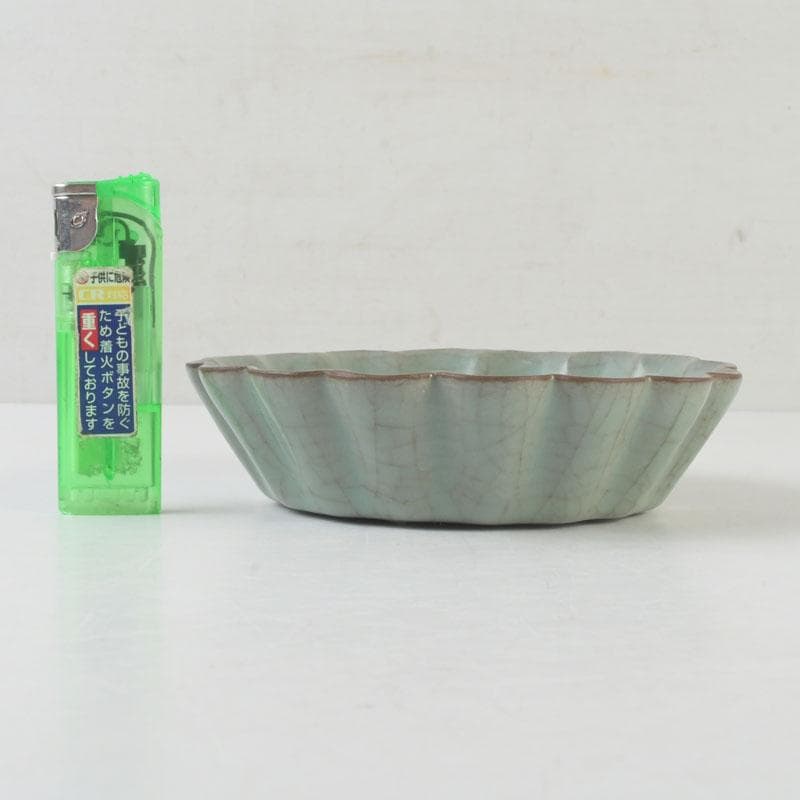 箱木隆司　中国　哥窯　青磁　氷烈文　輪花皿　C　A37