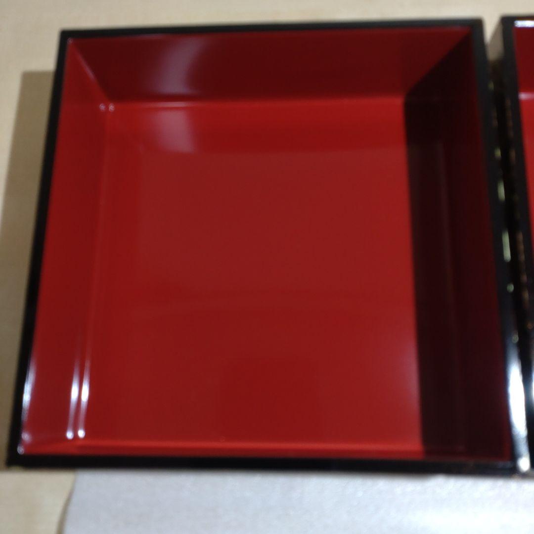 稲穂模様 5.0 三段重　黒内朱 みのり
