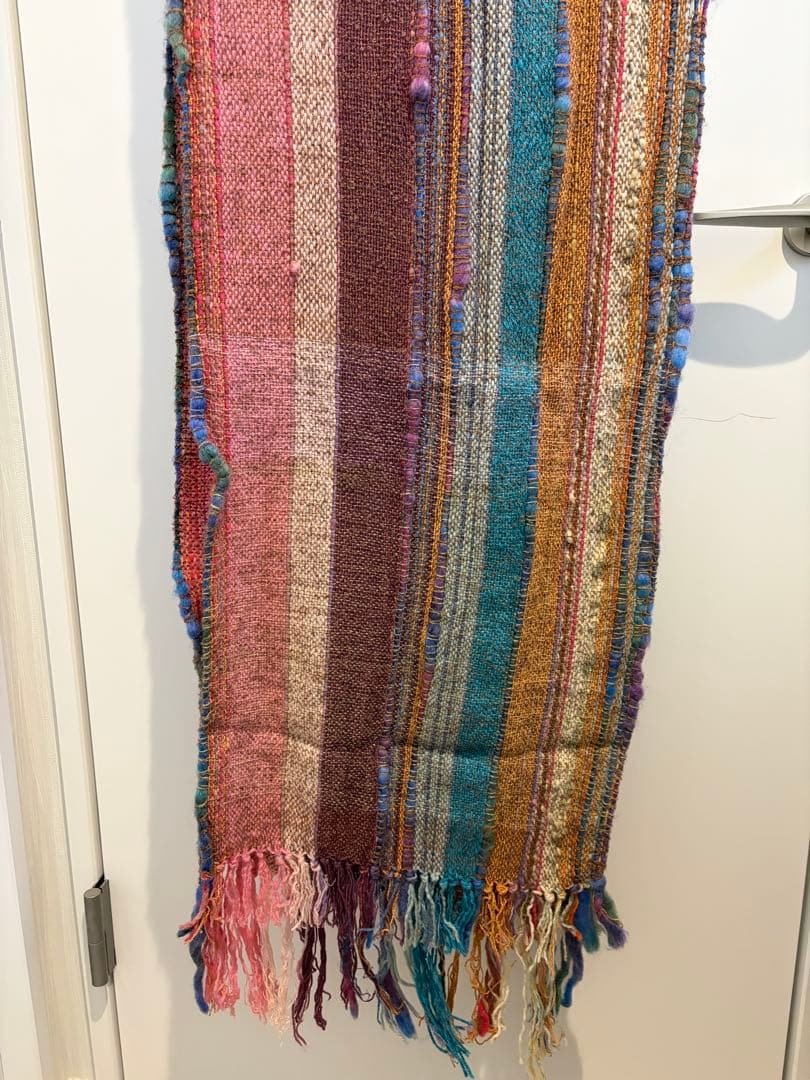 【一点もの】心を癒やす彩り。ハンドメイド さをり織り 大判ストール