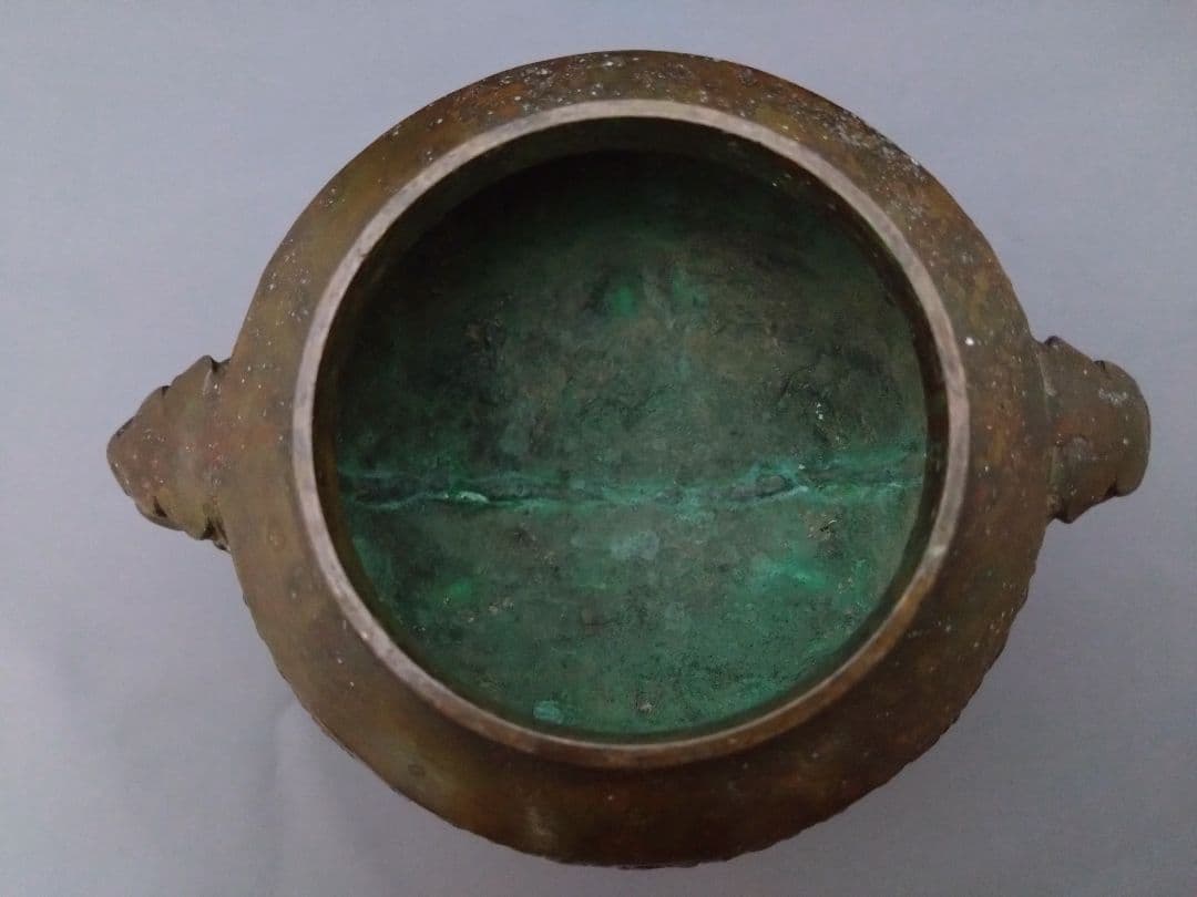 ​【骨董】獅子 香炉蓋付 三つ足 古銅　彫刻 伝統工芸品 時代物 古美術
