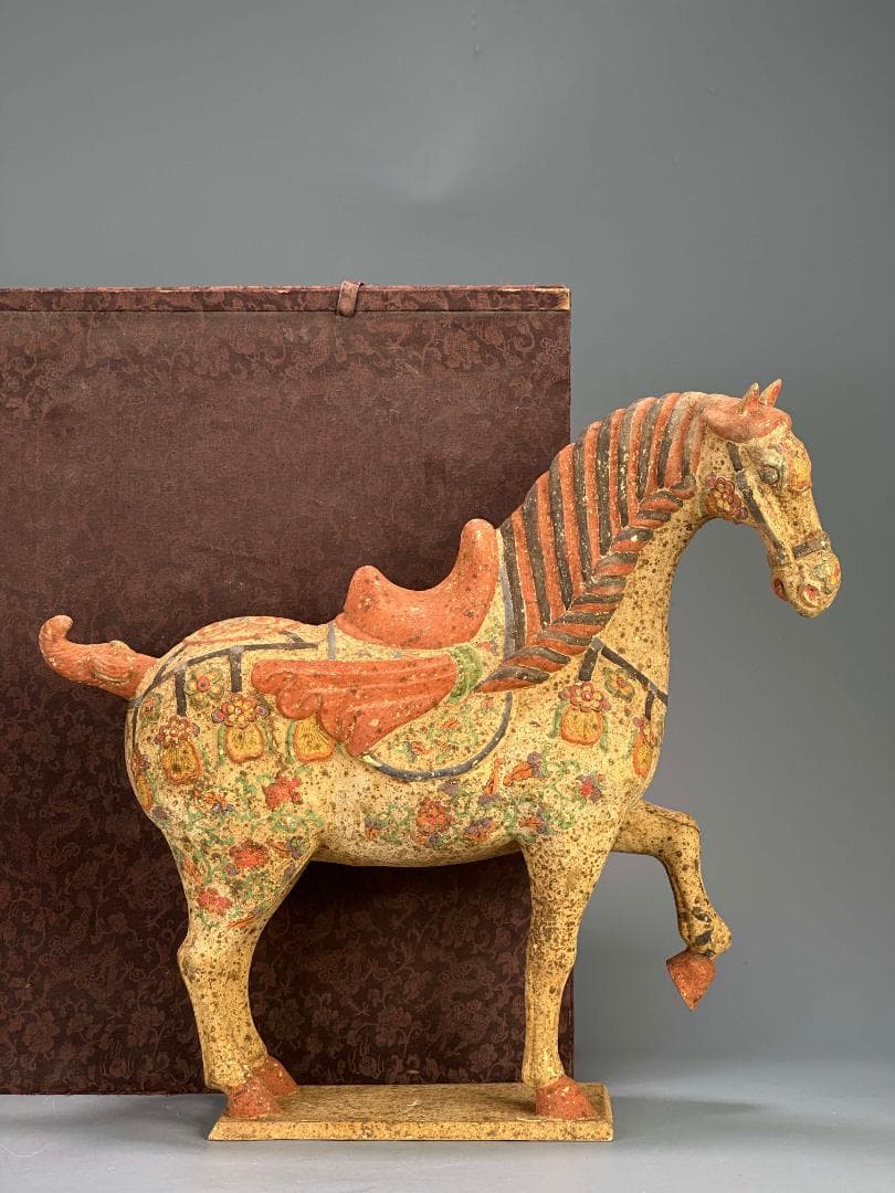 UM14 中国美術　銅製　馬像置物　仿漢陶器銅馬像　時代物　唐物