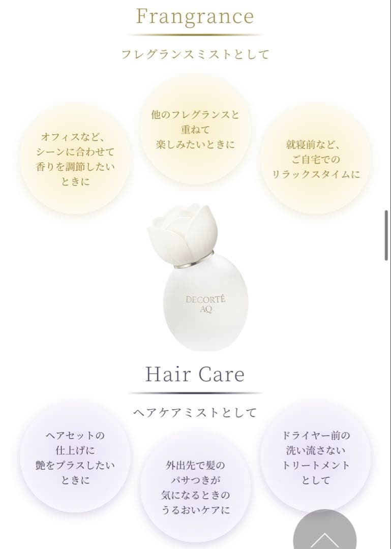 新品未使用！コスメデコルテ　ＡＱ　パフュームド ヘアミスト　フローラルムスク