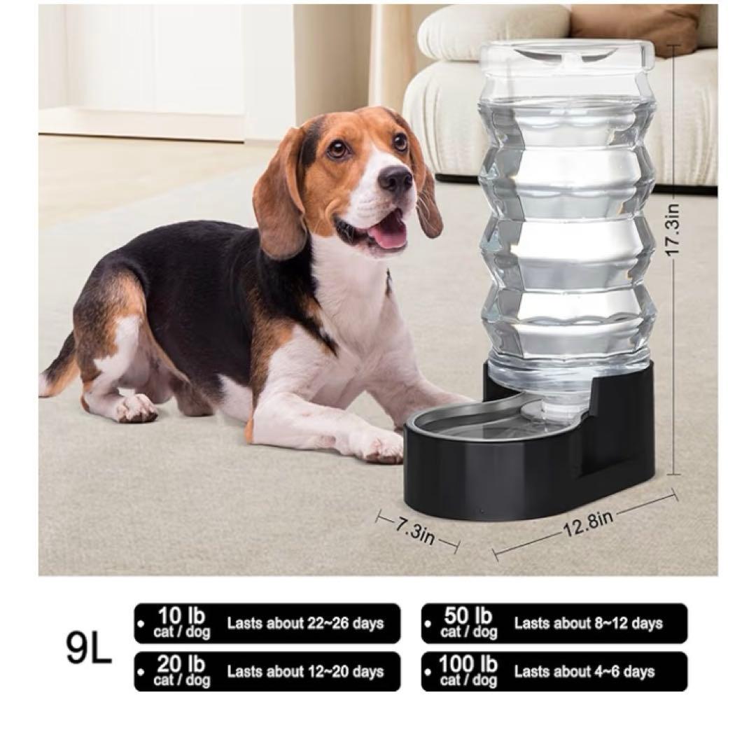 RIZZARI 大型犬用 ウォーターディスペンサー 給水器 9L ピュアブラック