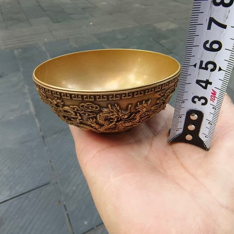 真鍮 九龍騰雲碗 銅製品 装飾品 工芸品 美術品 置物