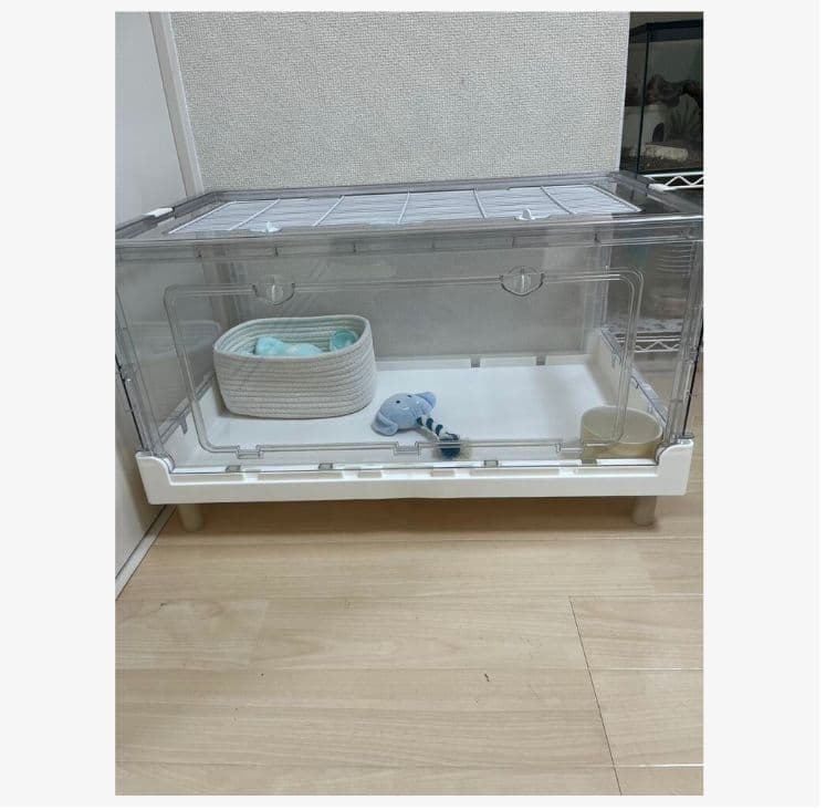 小動物飼育に最適 大型透明アクリルケージ 70×43.5×34cm 高視認性