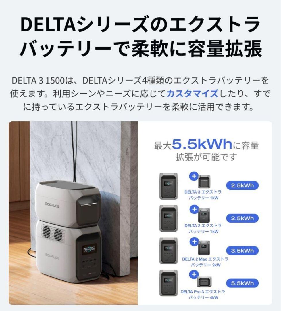 EcoFlow DELTA 2 Max専用エクストラバッテリー DELTA 3