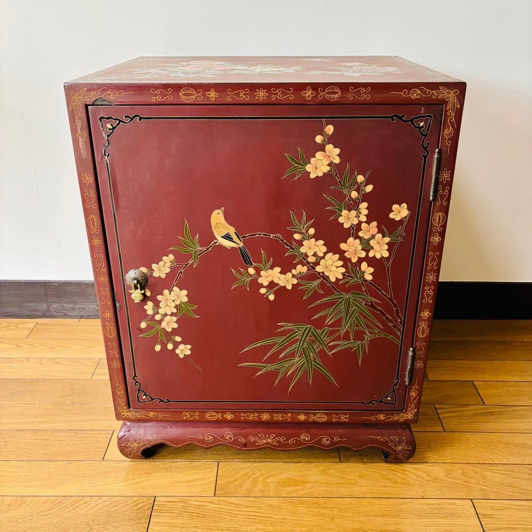 【希少品】中国美術　中国家具　最高級　箪笥　花柄　小鳥　花鳥画 送料込み