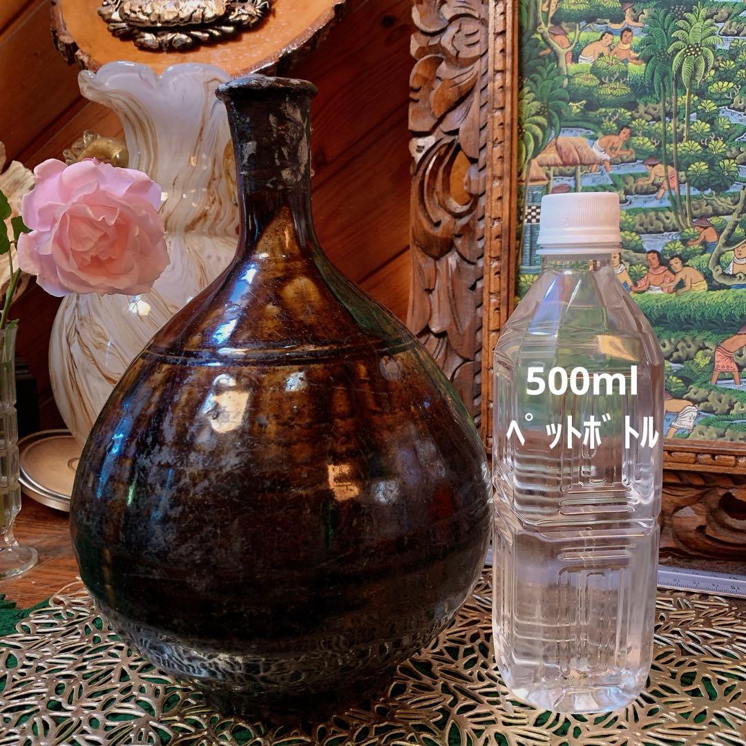 李朝　高麗　黒高麗？　朝鮮　骨董品　古美術　壺　中国　一輪挿し　おちょぼ口
