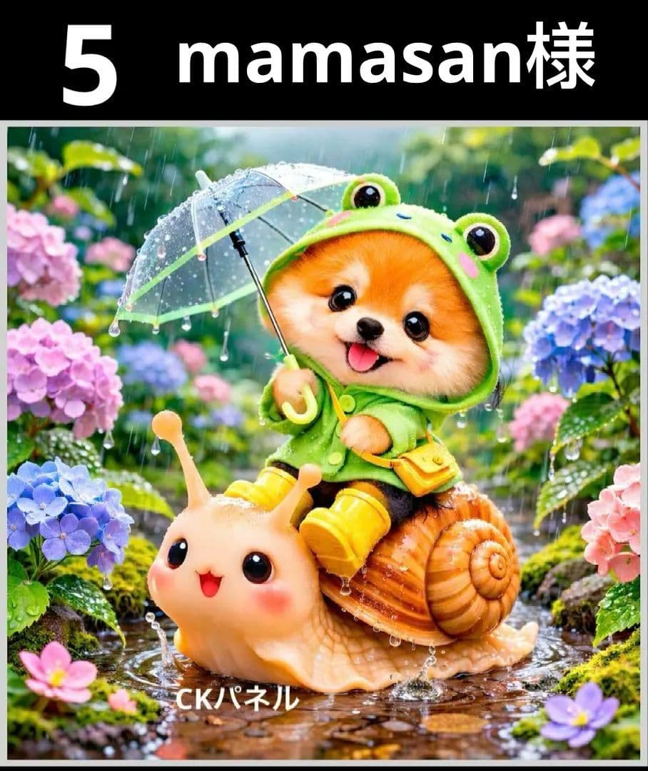 オーダーページ　ハンカチ522紫陽花カタツムリわんこ柄ハンドメイド3/9
