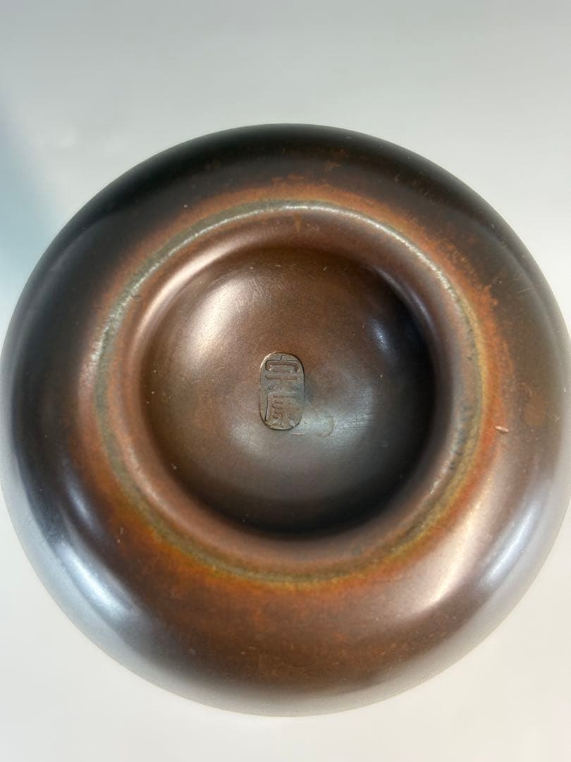 【中古品】茶道具　黒瀬宗康造　砂張銅曽呂利花入（共箱）