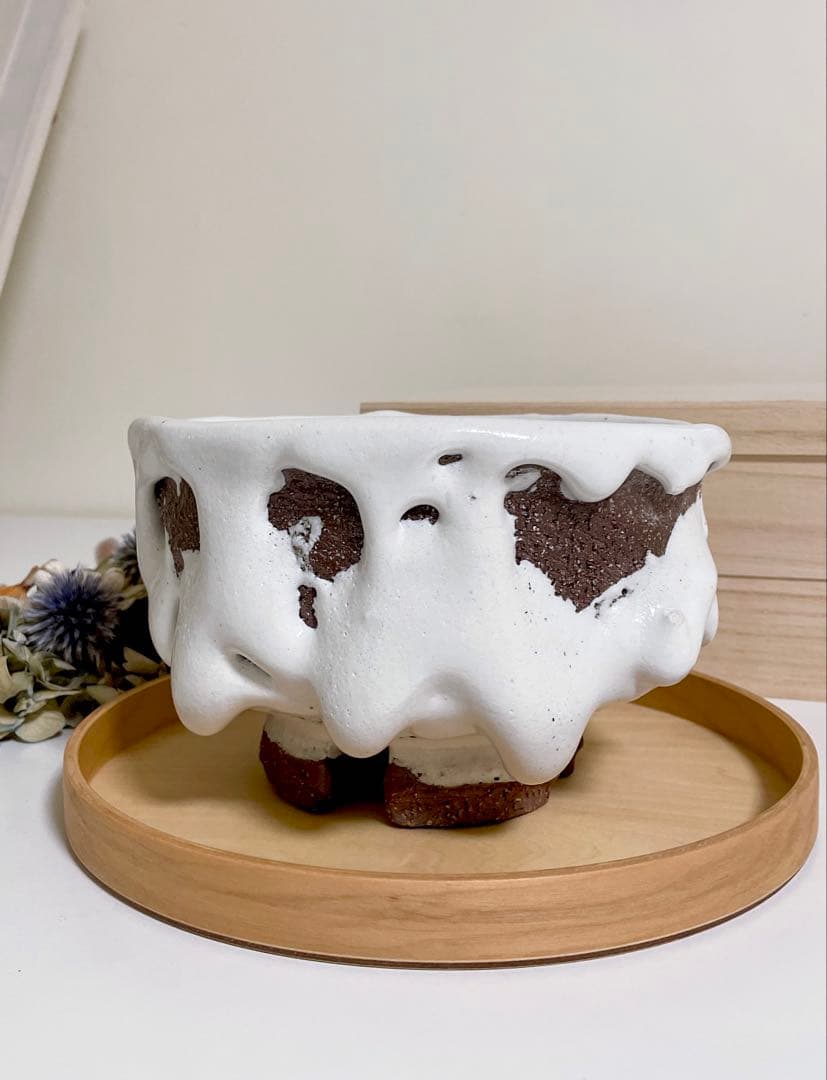 萩焼　山根清玩　鬼萩　割高台　新品　光彩庵　抹茶碗　陶器　作家