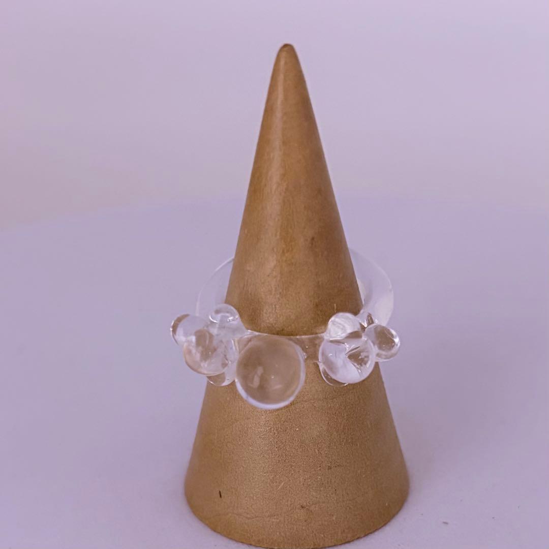 ガラスの指輪水滴デザインリング