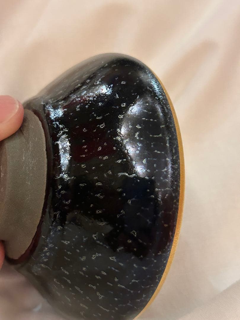 銘有　中国古美術　蒔絵の棗　天目茶碗　龍顔に鳳凰の体　呑み口金塗り 箱付き　建盞